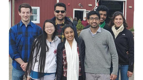 members of the Prigozhin lab pose for a group photo